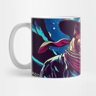 Cool cartoon dog cowboy in space Mug